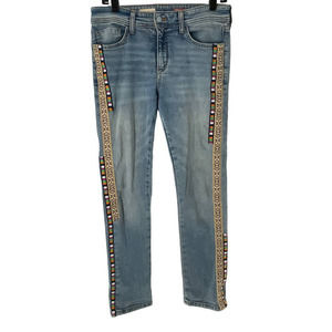 Anthropologie PILCRO AND THE LETTERPRESS EMBROIDERED SLIM BOYFRIEND